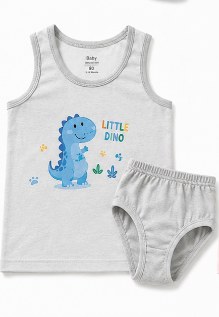 Baby innerwear set with cotton vest and briefs